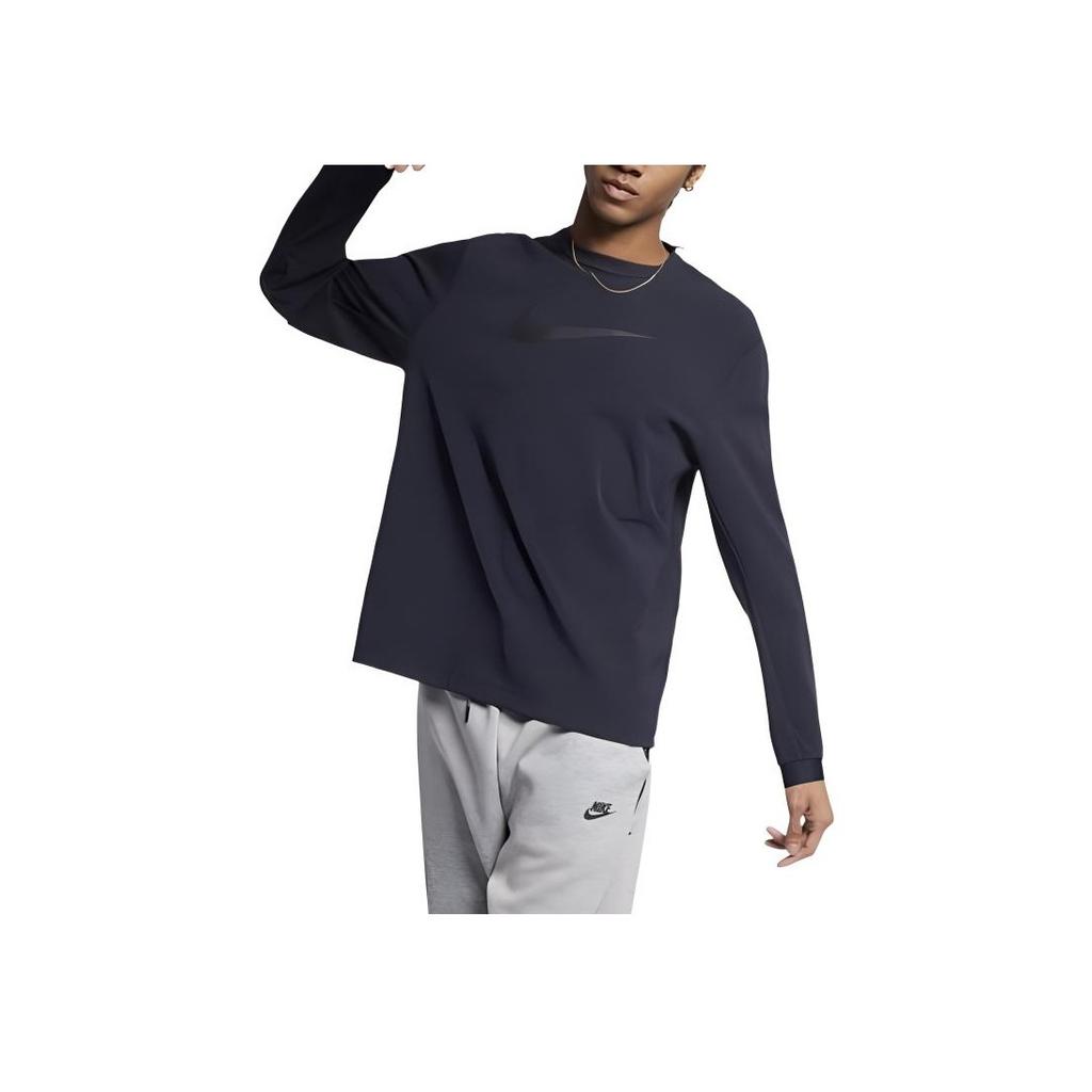 Nike Solid Color Logo Print Crew Neck Sweatshirt Men Tops Dark-Grey AR1557-475
