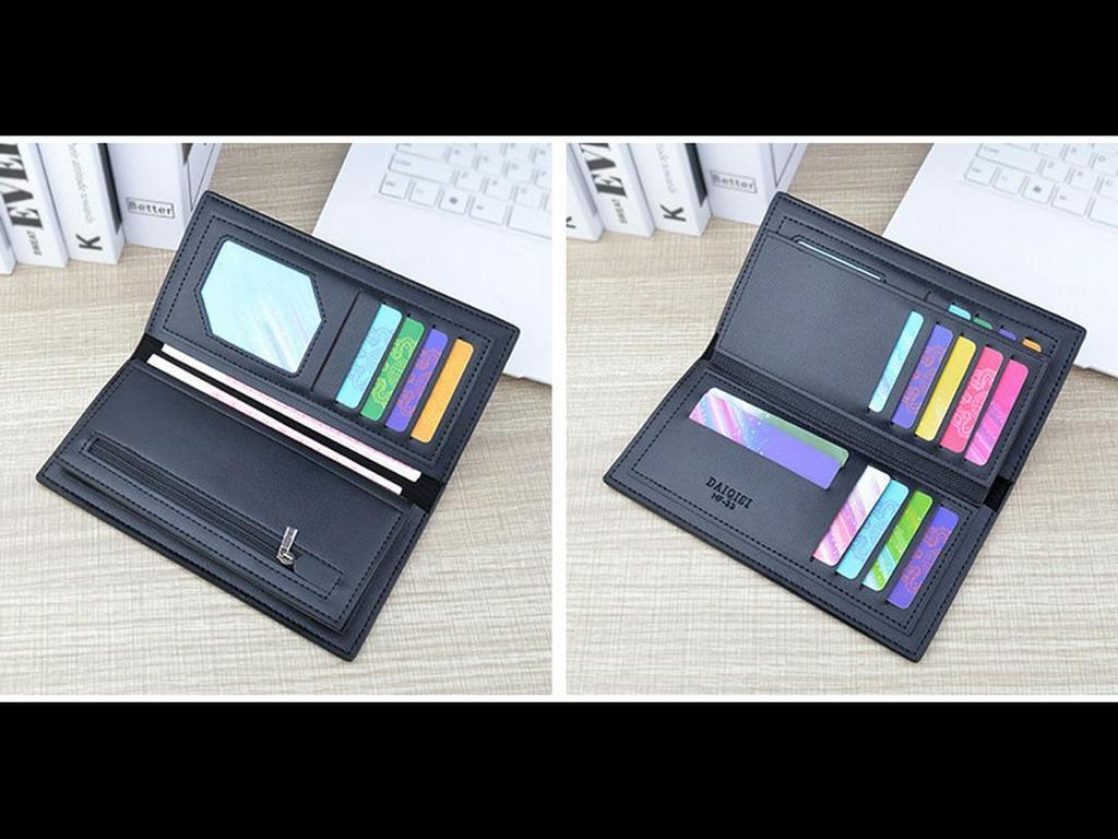 Men's Retro Long Thin Soft Wallet with Multiple Card Slots and Large Capacity