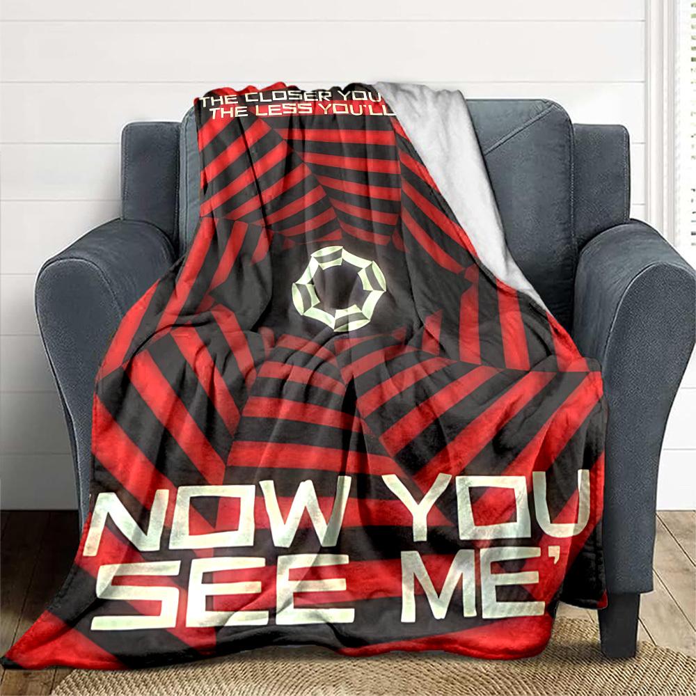 1pc Now You See Me Flannel Throw Blanket - HD Printed Lightweight Soft Warm All-Season Blanket for Sofa, Bed, Travel, Camping 083