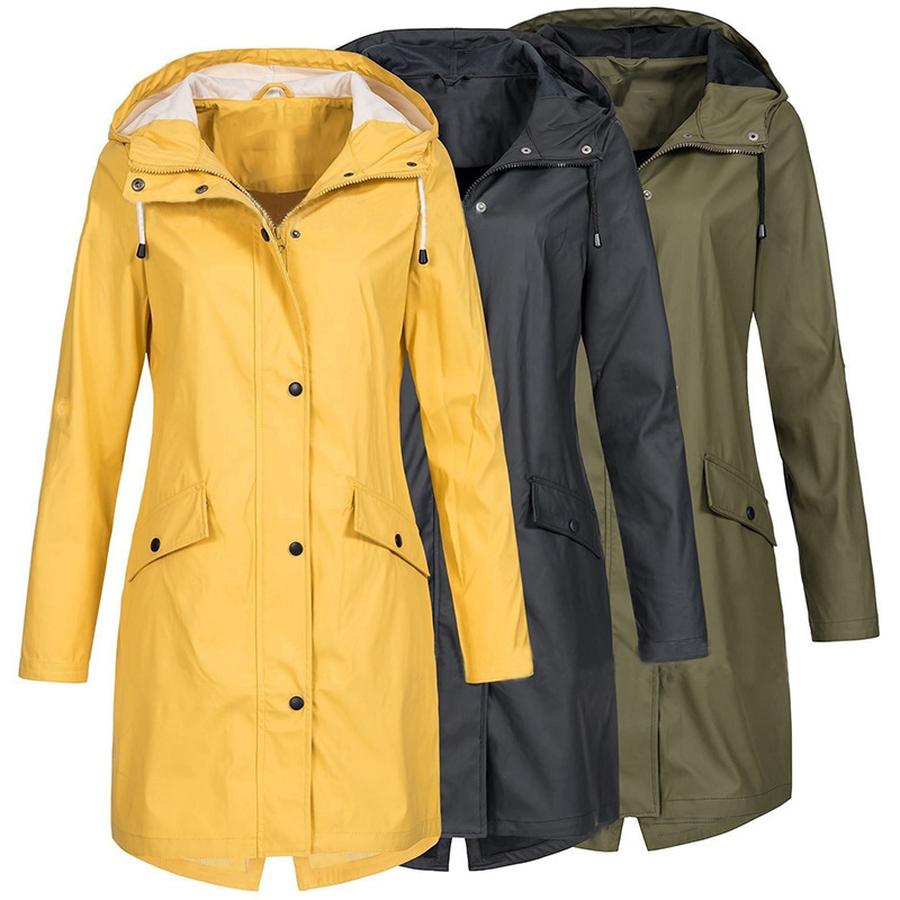 Giacca da Escursionismo Impermeabile Tong Boke Autunnale Nuova Collezione per Donna Lunghezza Lunga Cappotto da Esterno