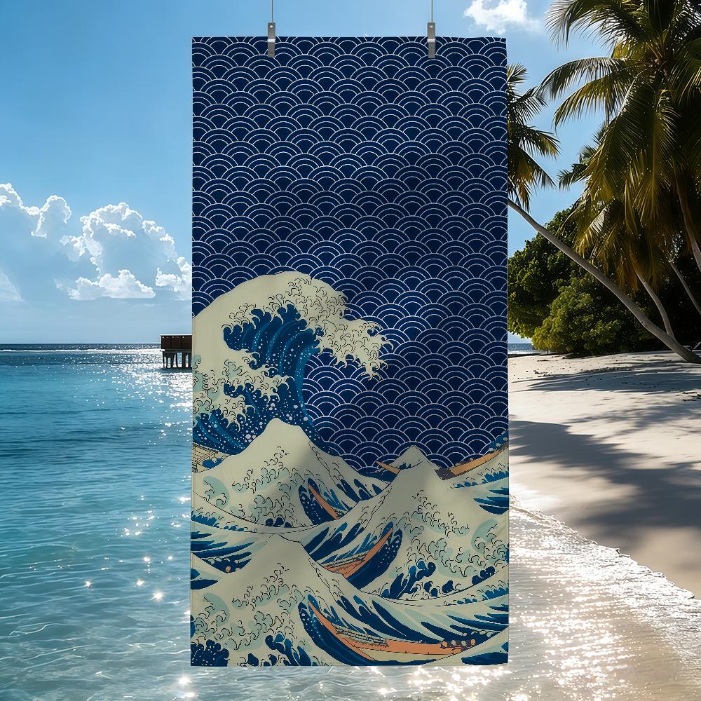 

The Great Wave off Kanagawa Hokusai Towel Quick Drying Beach Towels Are Suitable For Swimming Pools Camping Yoga And The Gym W40*H60(CM)