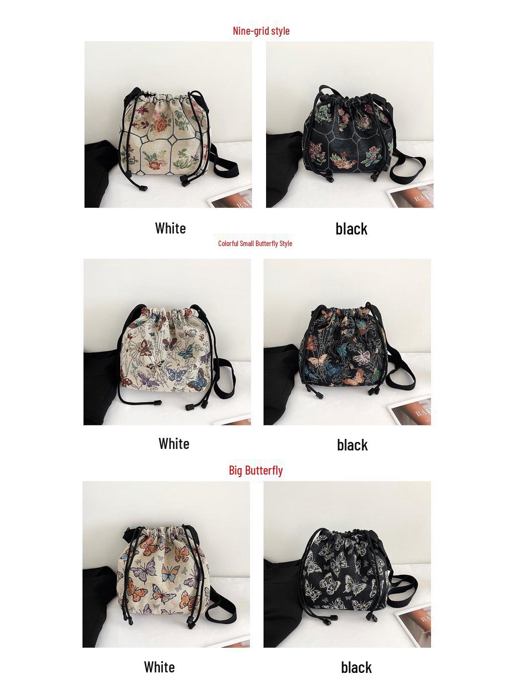 

Женская сумка кроссбоди с вышивкой бабочки: Универсальная тканевая сумка на шнурке через плечо в национальном стиле. One Size