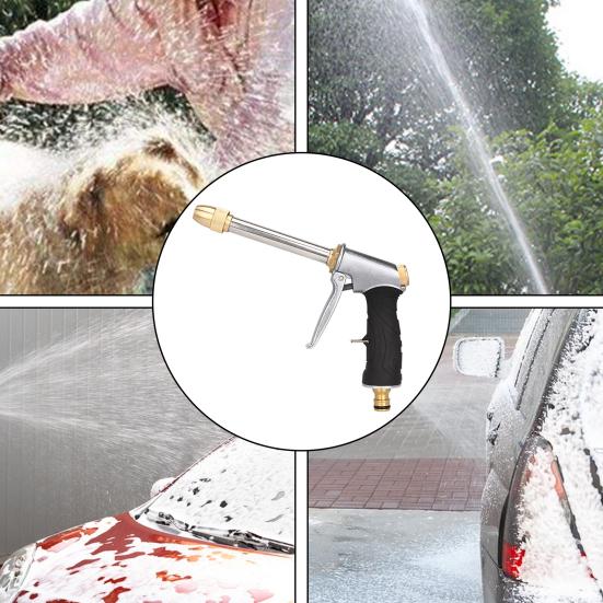 Water Hose Nozzle Long Rod Garden Hose Nozzle 360-degree Rotating Spray Quick Connector Leakproof Universal Metal Brass Sprayer Hose Nozzle