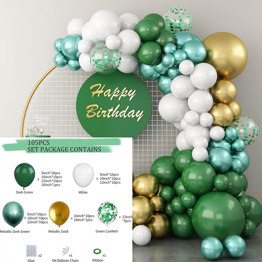 Jungle Green Birthday Arrangement Balloon Chain Package Festive Wreath Arch Party Decoration