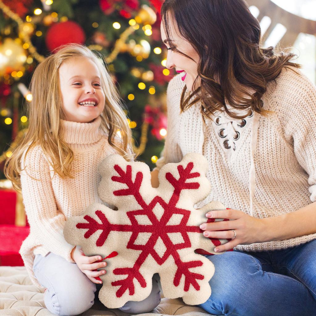 Christmas Snowflake Plush Throw Pillow, Festive Atmosphere Decoration, Party Gift
