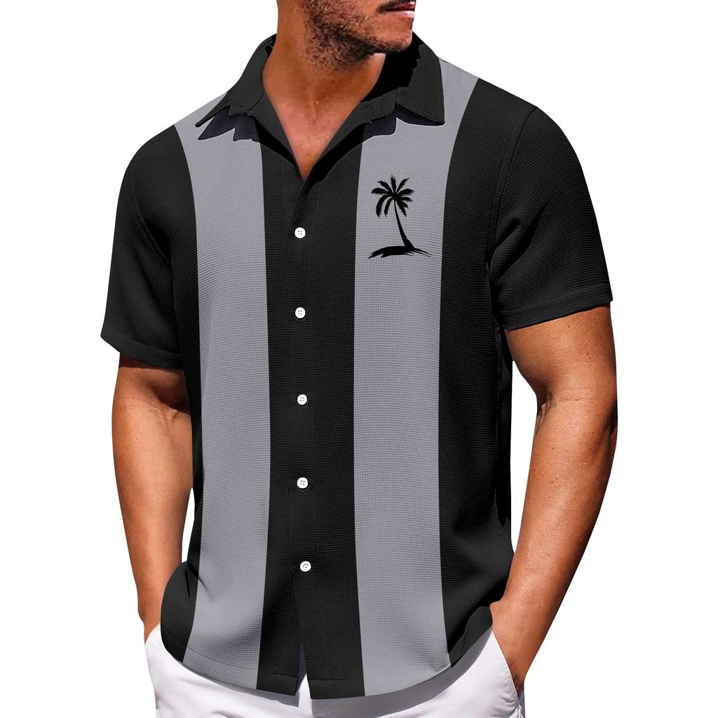 Men's Hawaiian Printed Button Short Sleeve Shirts Men's Casual Fashion Short Sleeve Shirts