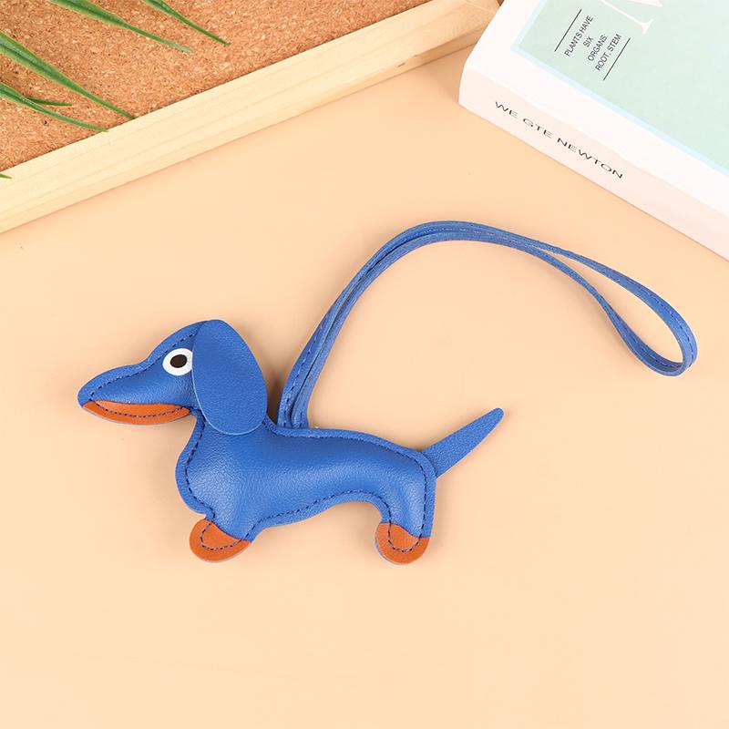 1Pc Men'S Car Dachshund Keychain Pu Leather Dog Keychains  For Women