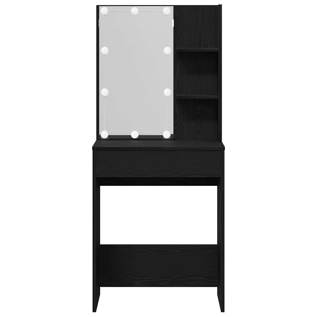 Makeup Table with Shelf Black Oak Effect 60 x 40 x 140 cm