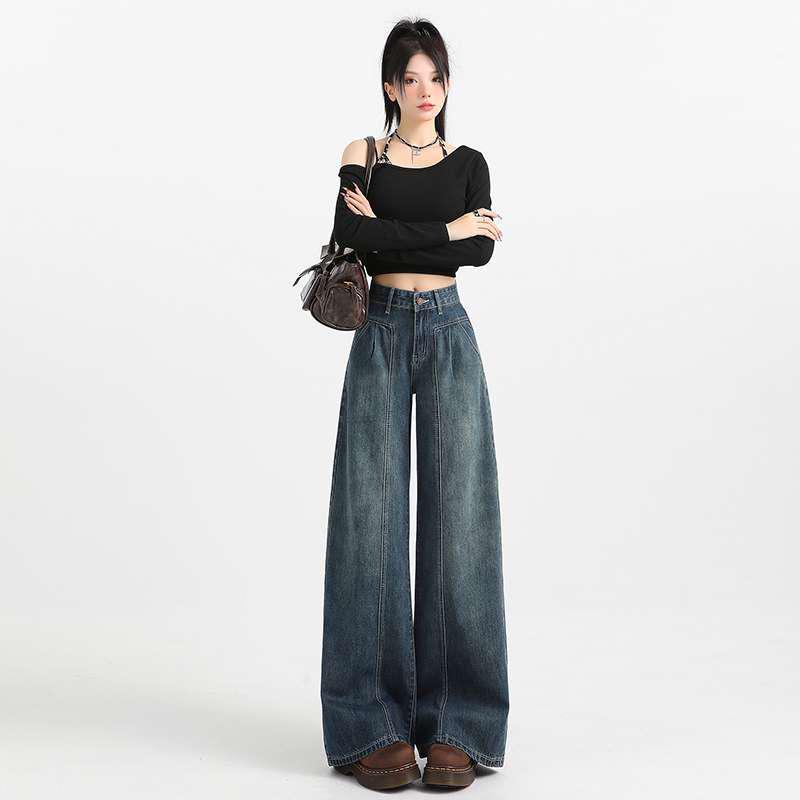 Vintage High-Waist Wide Leg Jeans Slimming Loose Fit for Women