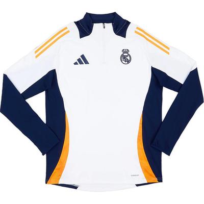 adidas Real Madrid 2024-25 1/4 Zip Stojáček Módní Ležérní Sportovní Fotbalové Tričko Unisex Topy Bílá IT5119
