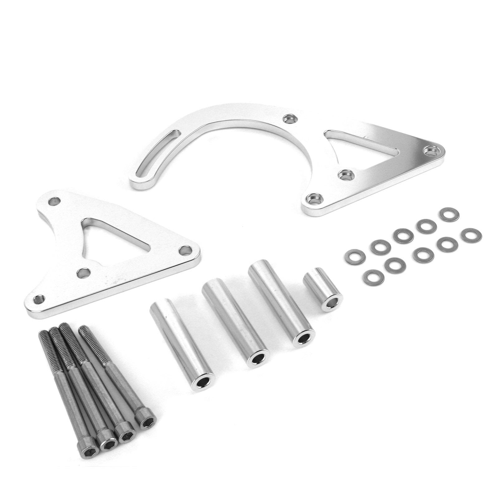Aluminium Alternator Bracket Kit Hanging Polished Silver with Mounting Accessory Fit for Holden 253 304 308
