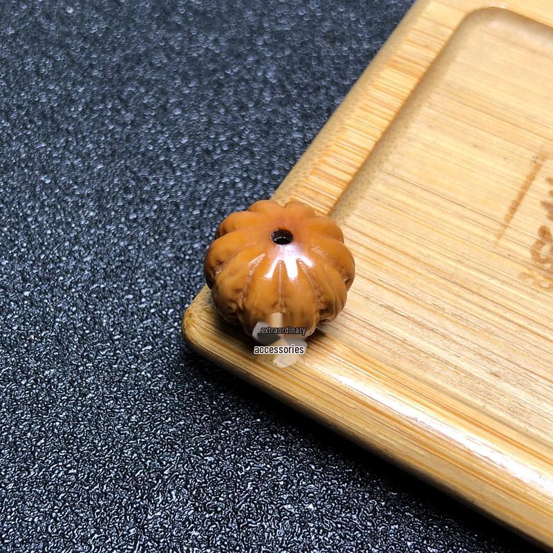 Carved Monkey Head Pumpkin Bead Bracelet - Buddhist Prayer Beads for Men and Women, DIY Wenwan Accessory