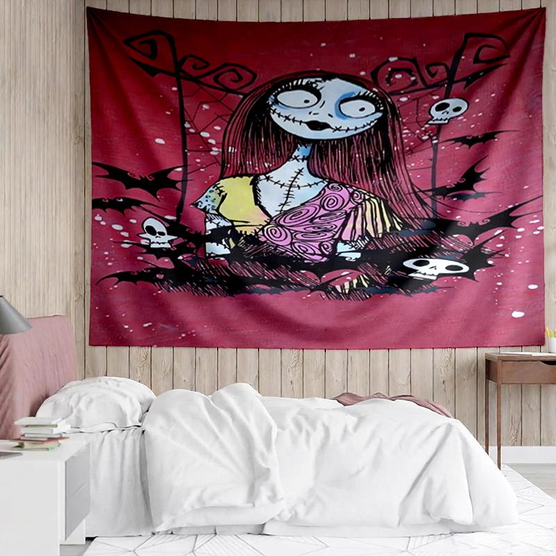 The-Nightmare-Before-Christmas Print Tapestry, Backdrop, Easy Setup, Ideal for Bedroom, Office & Living Room, with Aesthetic Wall Hanging Decor.