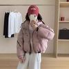 Giacca imbottita con cappuccio a colori coordinati da donna corta design invernale alla moda senso di volume piuma d'anatra bianca giacca a sacco