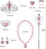 Princess Cosplay and Perfect for Princess Costume and Perfect Birthday Pink [koundeneko] 9-Piece Set Crown, Gloves, Wand, Ring, Necklace, Bracelet,
