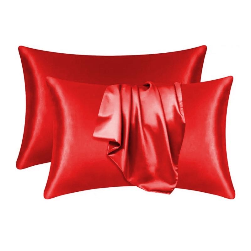 

Luxurious Simulated Silk Pillowcase Colorfast Durability Pillow Cover Pillow Sleeve for Easy Care and Use красный