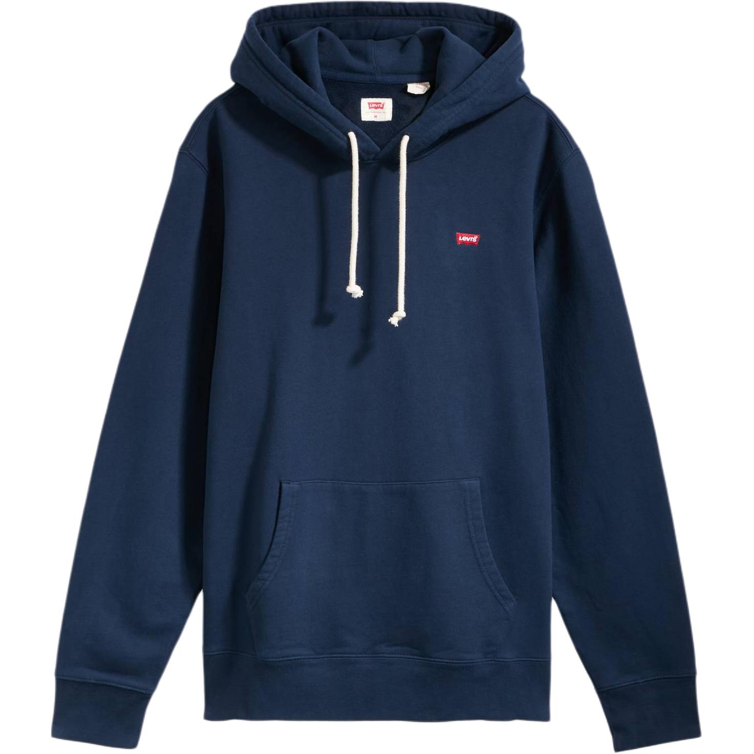 Мужская толстовка с капюшоном и карманом-кенгуру Levis с однотонным логотипом, длинный рукав, темно-синяя 34581-0009 S