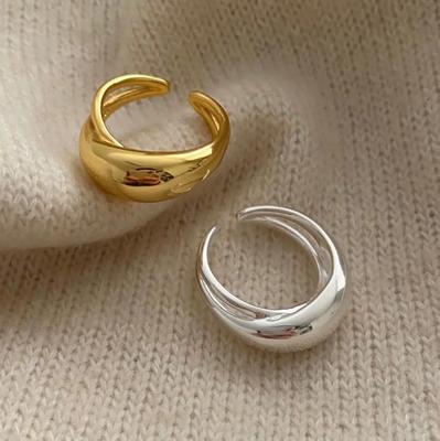 Copper Wide Smooth Ring For Women Girl Irregular Simple Fashion Adjustable Jewelry Gift Dropshipping