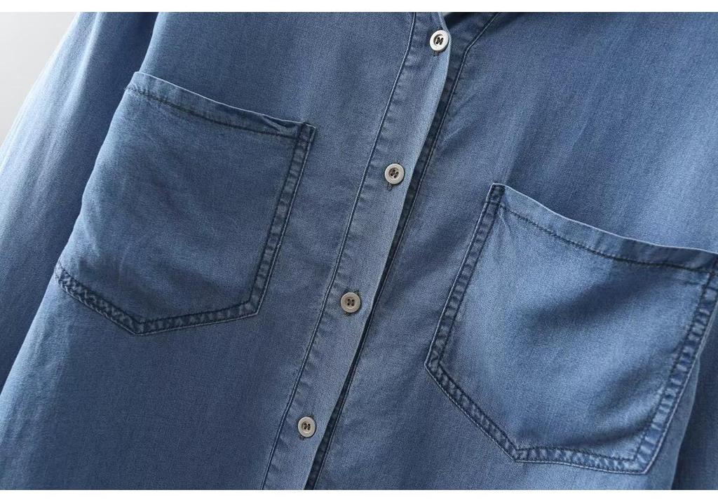 Cardigan da Donna Taglie Forti in Denim Tencel a Manica Lunga - Autunno 2023