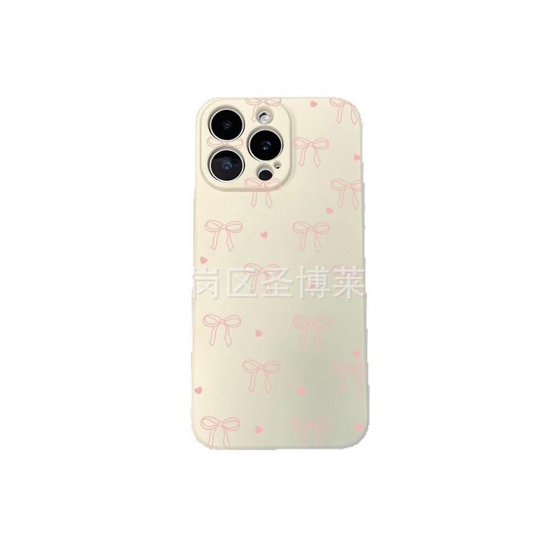 Love Bow Is Suitable for iPhone15 Mobile Phone Case 14PROMAX All-inclusive 13 Anti-drop 16/15 Protective Case 17.