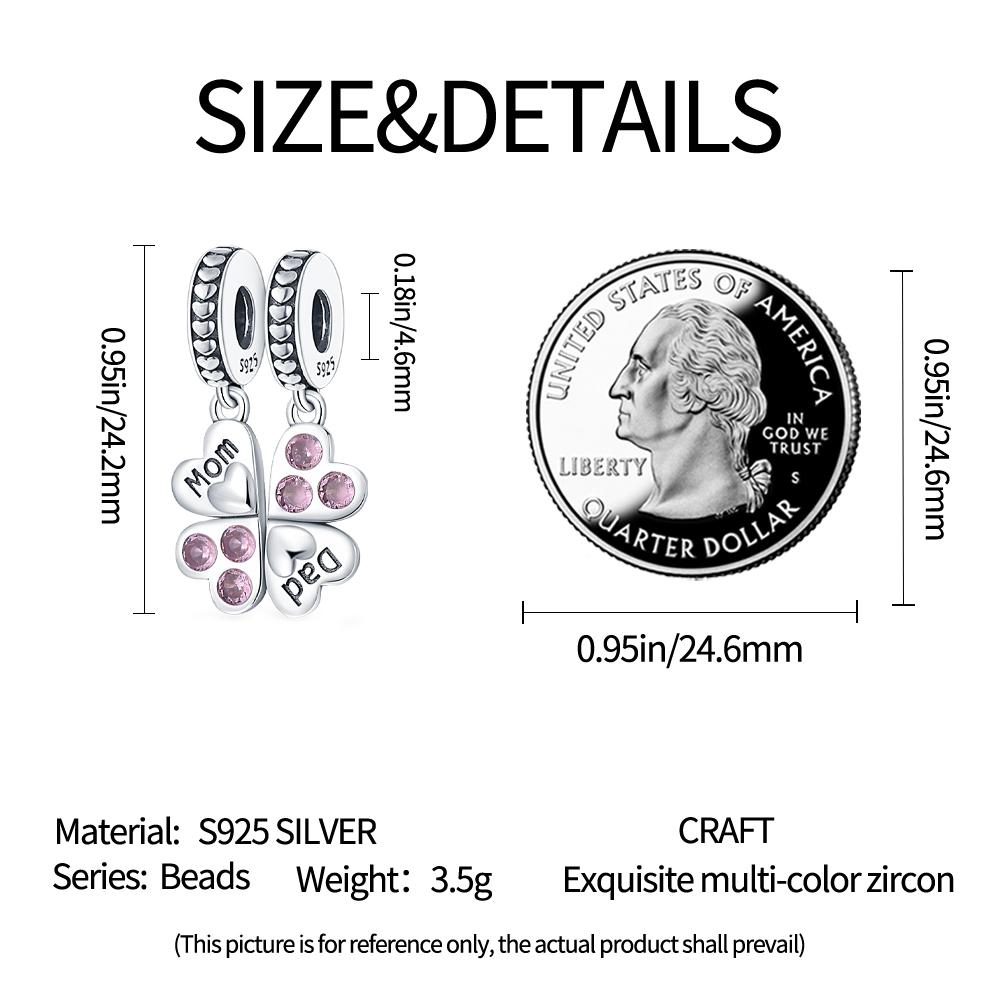 Authentic Charm Bead Charms copper Four leaf clover love and affection Bead Charms Compatible With Charm Bead Charms Plata Bracelets for Women Women J