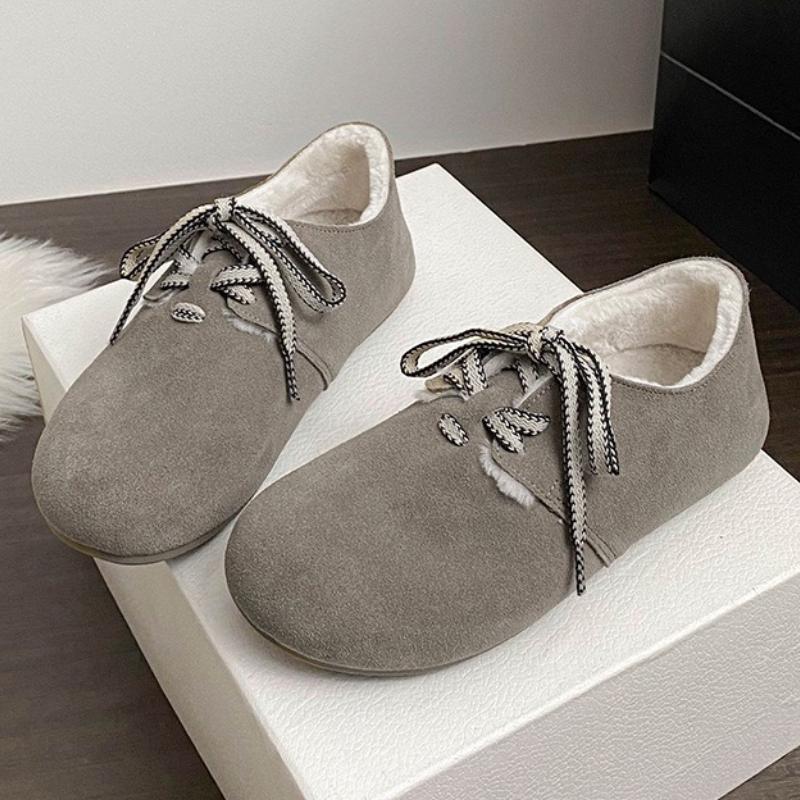 

Модные высококачественные туфли-балетки из искусственной замши для женщин, ретро, с круглым носком, на шнуровке, дизайнерская обувь с прошивкой, удобные, нескользящие, 42+ размер, лоферы 42 серый