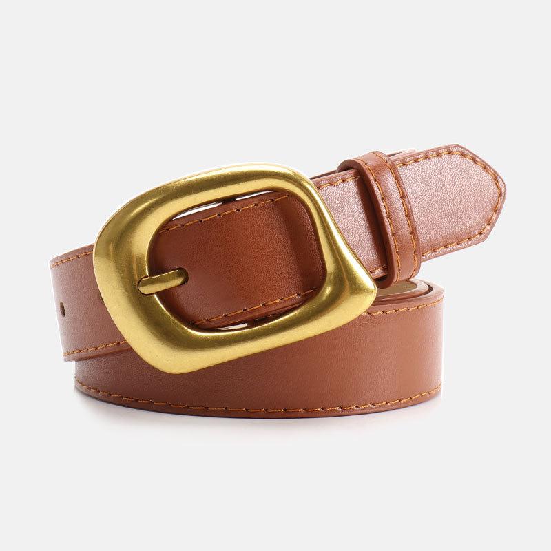 Color Solid Simple Belt With Irregular Square Needle Buckle Design For Use Daily