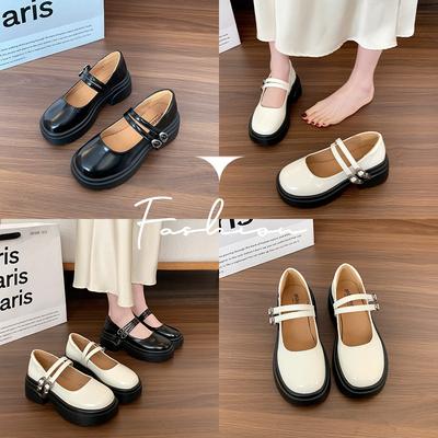 Damen neue leichte Mund Muffin dicksohlige Schnalle Mary Jane Schuhe modische kleine Lederschuhe