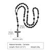 Mprainbow Mens Cross Rosary Necklaces, Hematite Pendant with 70cm Black Beaded  Long Chain, Religious Faith Prayer Jewelry