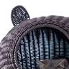Katzenbett Niedliche Katzenohr Imitiertes Rattan Handgewebt Atmungsaktiv Alle Jahreszeiten Waschbar Halb geschlossen Katze