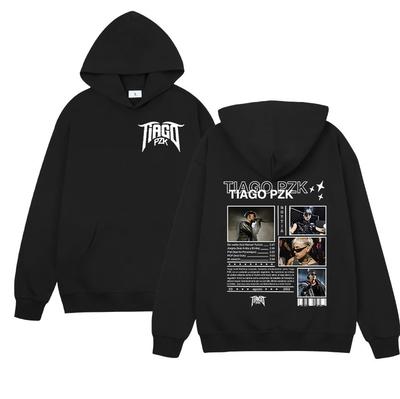 Rapper TIAGO PZK 2025 neues Album Hoodie Herren Vintage Übergroßer Pullover Sweatshirt Unisex Hip Hop Gothic Pullover Kapuzenpullover Streetwear