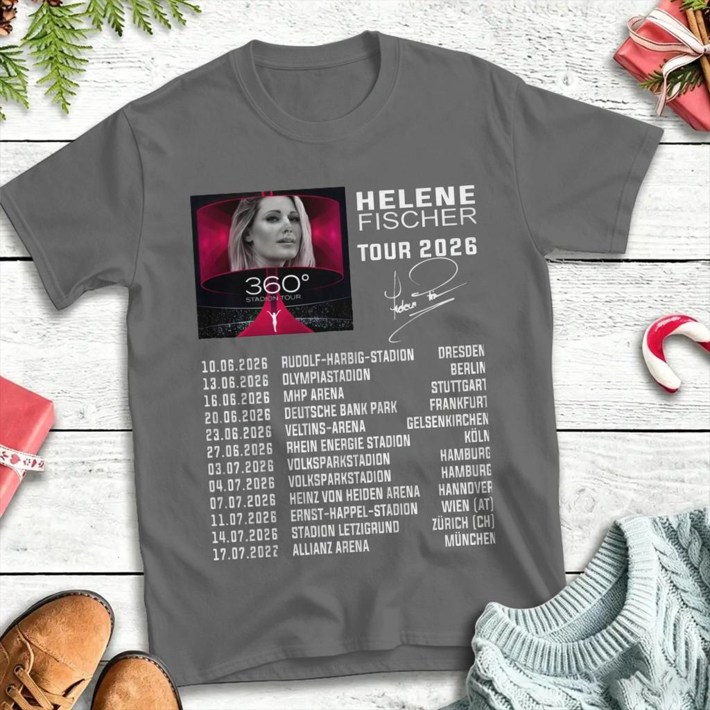 Unisex T-Shirts Helene Fischer 360° Stadiontour Freizeit Baumwolle T-Shirt Kurzarm T-Shirt Rundhals Kleidung 4XL 5XL 6XL