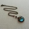 1Pcs Carving Blue Stone Accessories Vintage Bronze Color Dragonfly Women Necklaces And Pendants