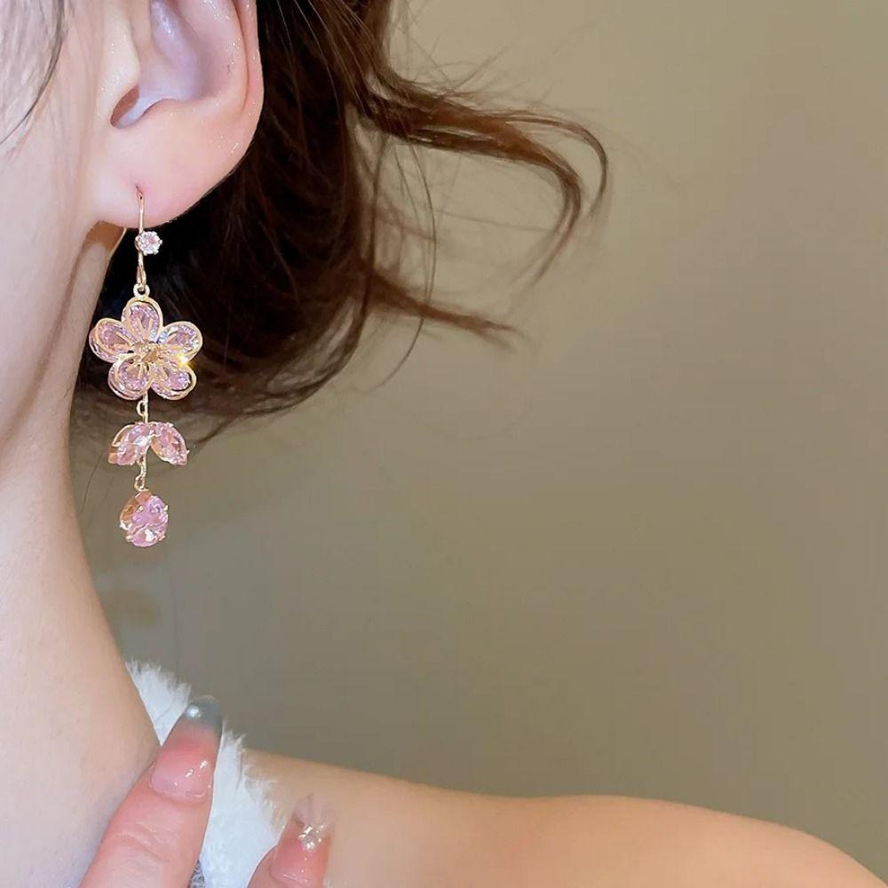 Exquisite Flower Bow Necklaces Earrings Trendy Jewelry Set Niche Clavicle Chain  Wedding Engagement