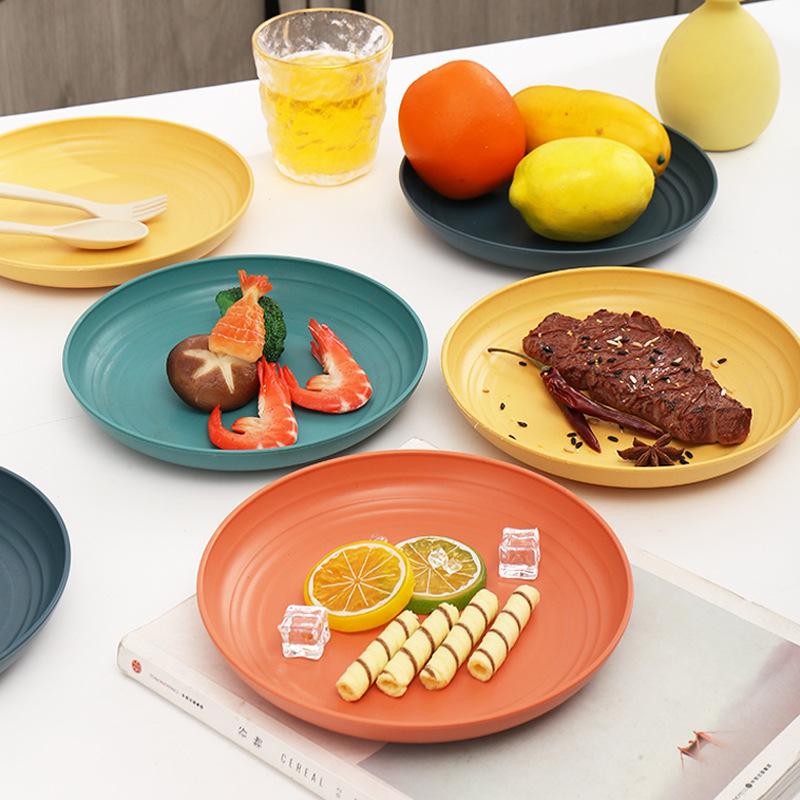 

Wheat Straw 20Cm Disc Household Thickened Plastic Plate Snack Plate Round Dinner Plate Fruit Plate темно-зелений колір