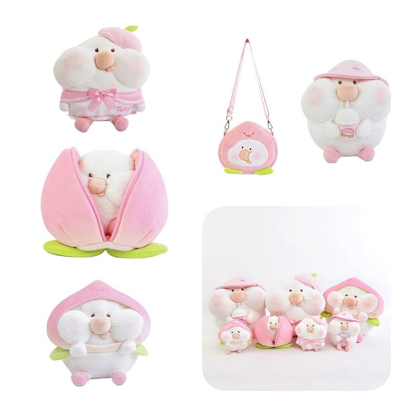 Peach Toby Plush Toy Stuffed Doll Pillow Out Storage Messenger Bag Girls Gift