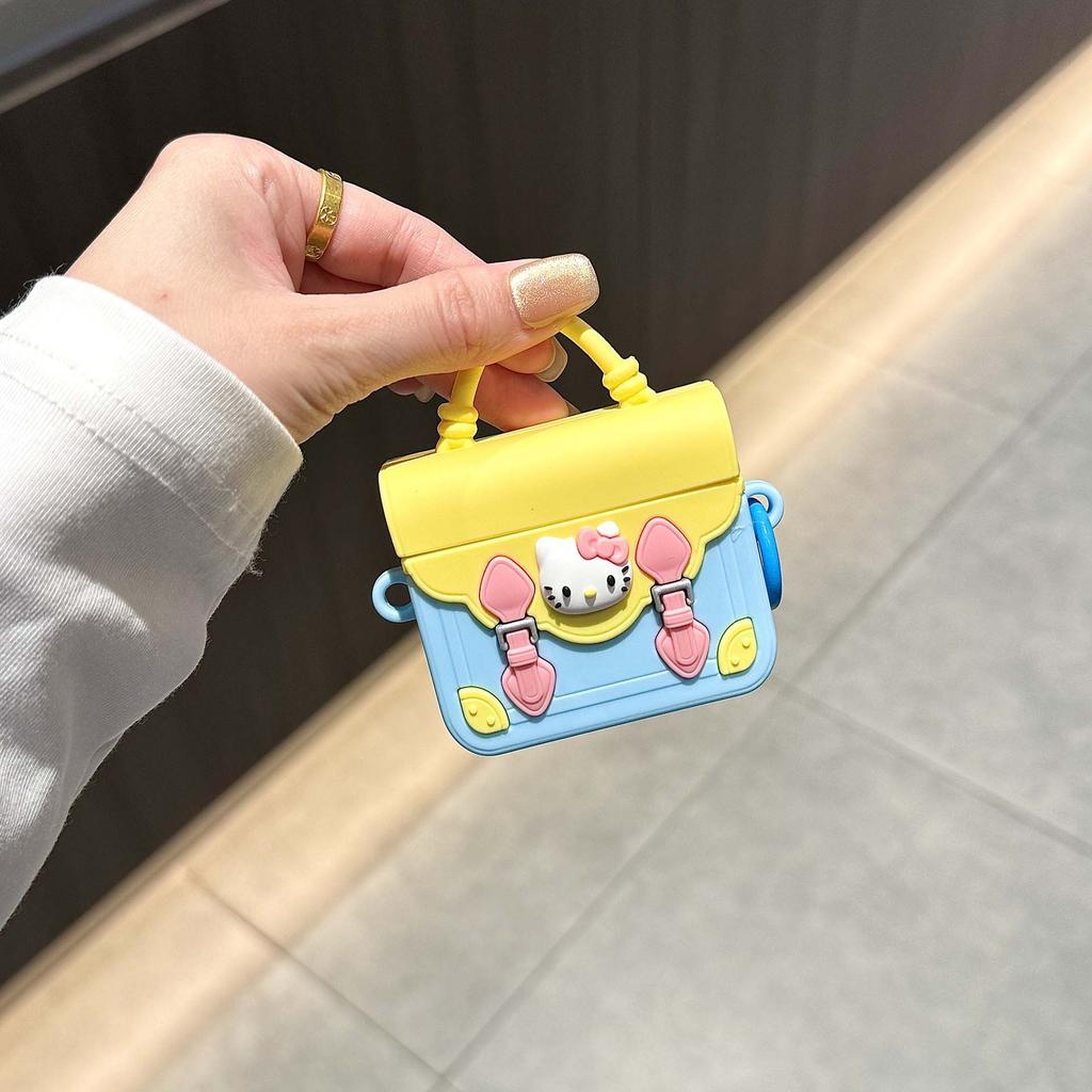 Cute KT Cat Handbag, AirPods Pro 1, Apple Bluetooth Headphone Case 1/1 Gen Cartoon Protective Case, Compatible with 1