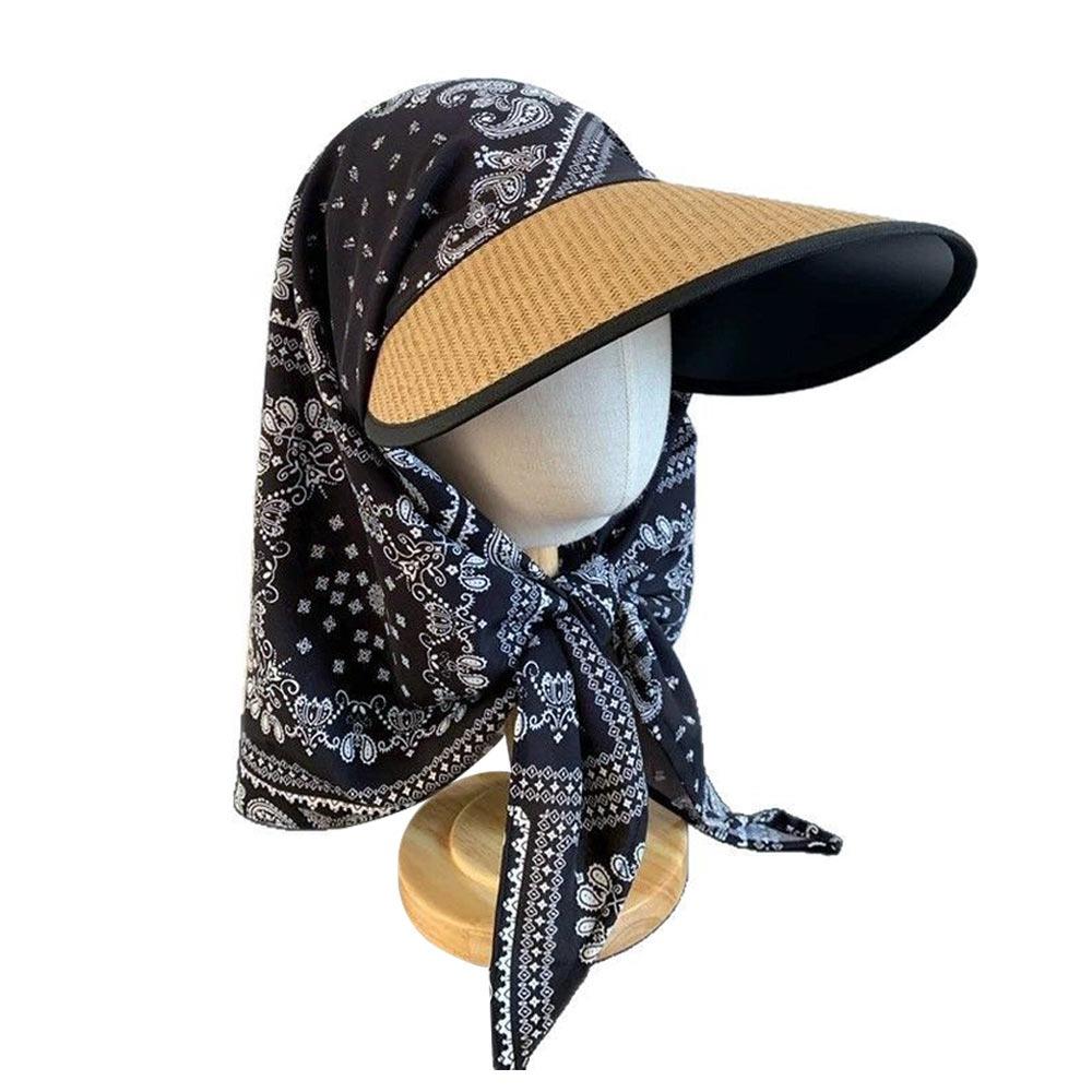 Fashion Empty Top Summer Beach Hat Anti-UV Breathable Headscarf Sunscreen Hat Korean Portable Visor Women Girls