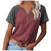 Fashion Womens Solid Color Splicing Round Neck Casual Short Sleeves Tops