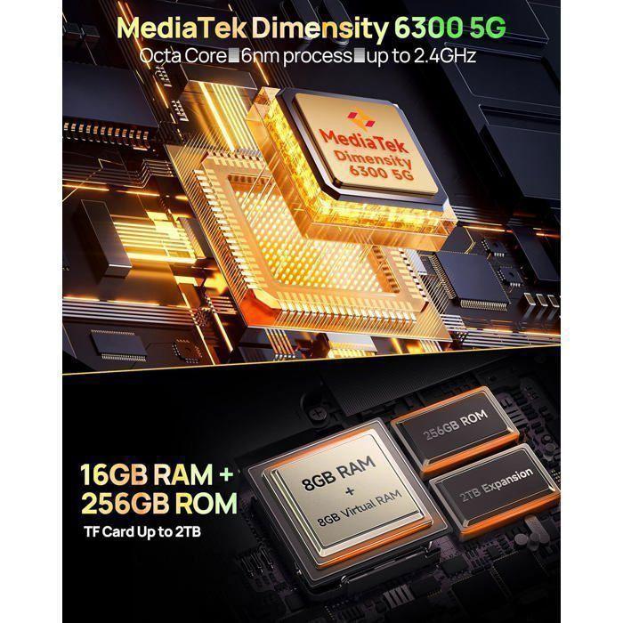 Telephone Portable Incassable 5G Ulefone Armor X32 Pro 16+256Go 6500mAh 5,65" 64MP Caméra Smartphone Robuste Dural SIM/NFC Orange