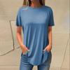Moda dame ocazional umăr pozitiv decolteu rotund culoare solidă cu mânecă scurtă pulover Top