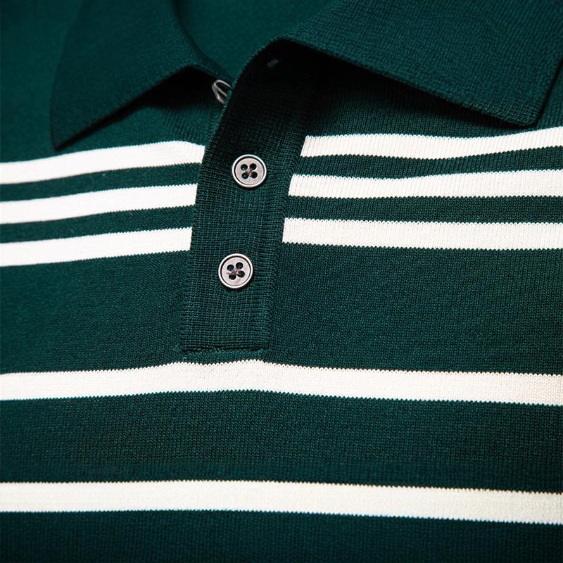 Polo Ralph Lauren 2025 Autumn/Winter Embroidery New Large Collar Men's Striped Sweater Polo Collar Knitted Sweater Men