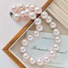 16Mm Vintage Haute Couture Large Grain Manta Rose Faux Crystal Pearl Necklace Collarbone Sweater Chain