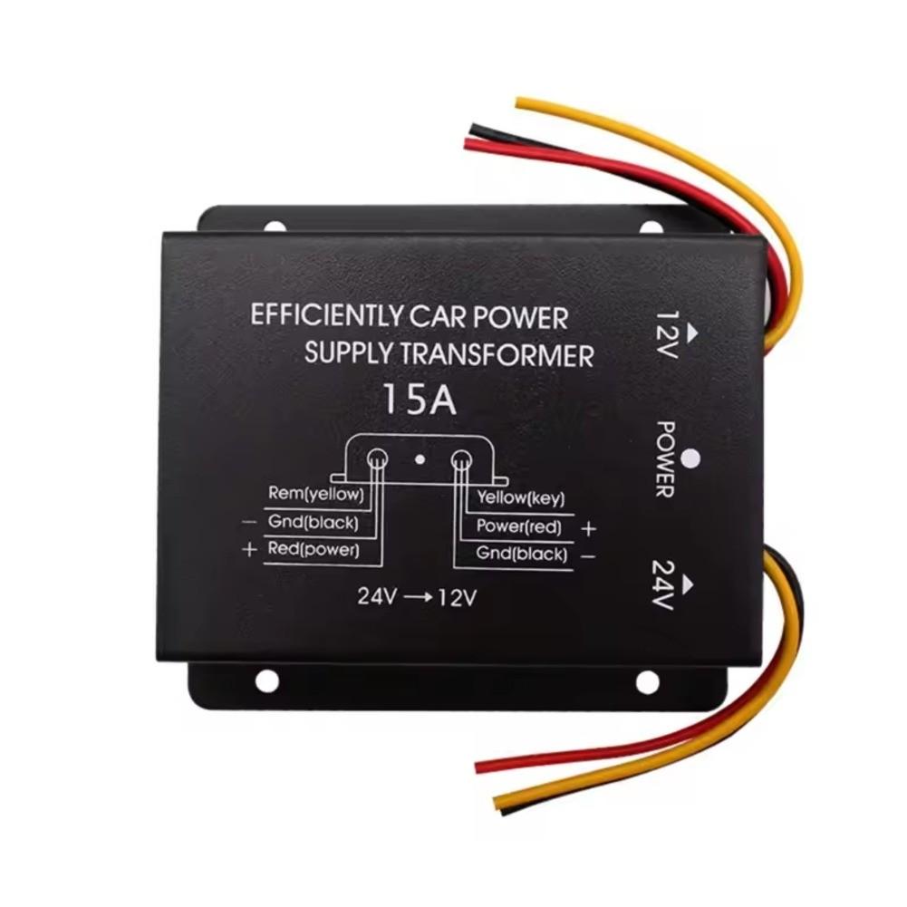 Aluminum Alloy Shell DC 24V To 12V Inverter Power Supply Converter 15A