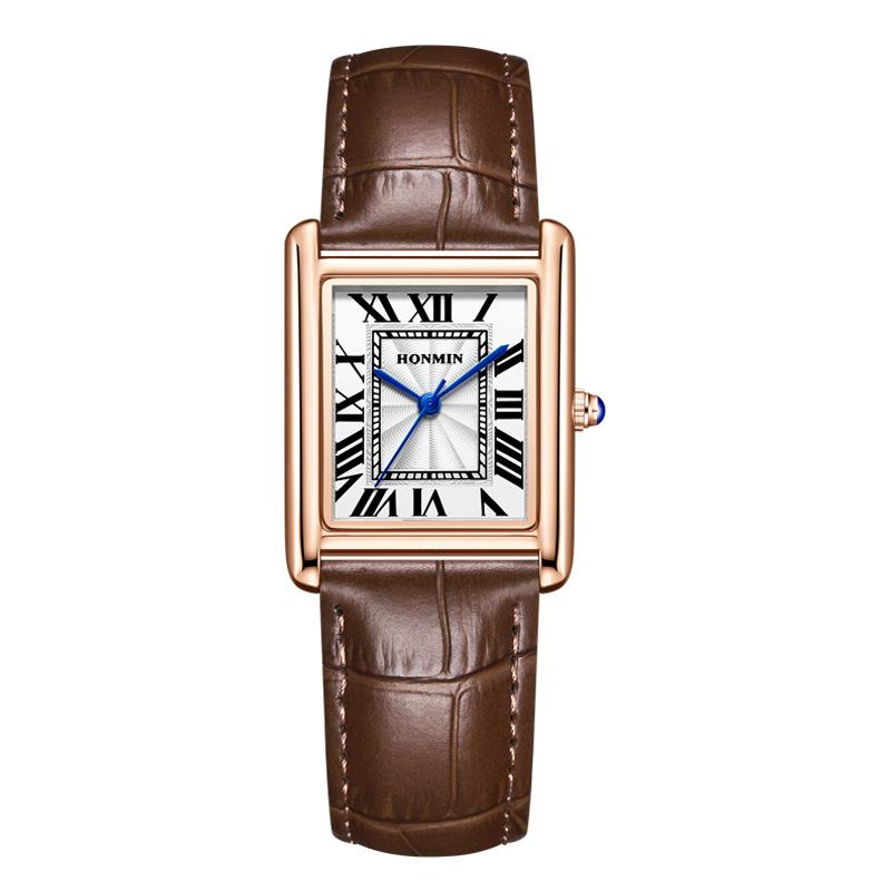Correa de Cuero Relojes de Cuarzo Cuadrados para Pareja: Impermeable, Simple, Diseño Moderno para Hombres y Mujeres
