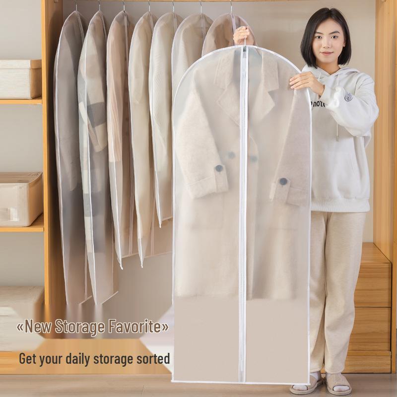 Transparent Washable Hanging Garment Bag for Long Jackets and Suits