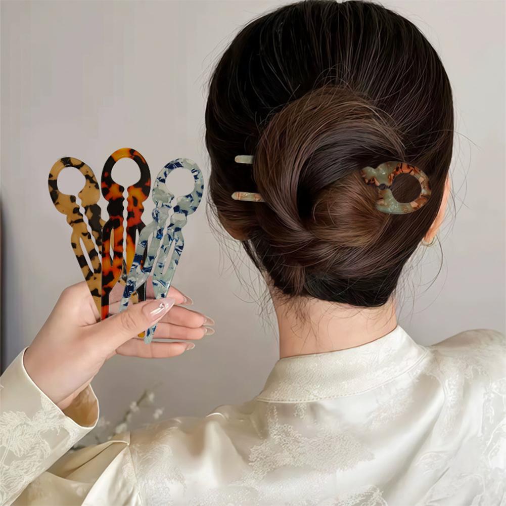 Elegantní U-tvarovaná sponka do vlasů s rybím ocasem, acetátová sponka do vlasů pro snadné drdoly, vidlička do vlasů, dívčí vlasové doplňky