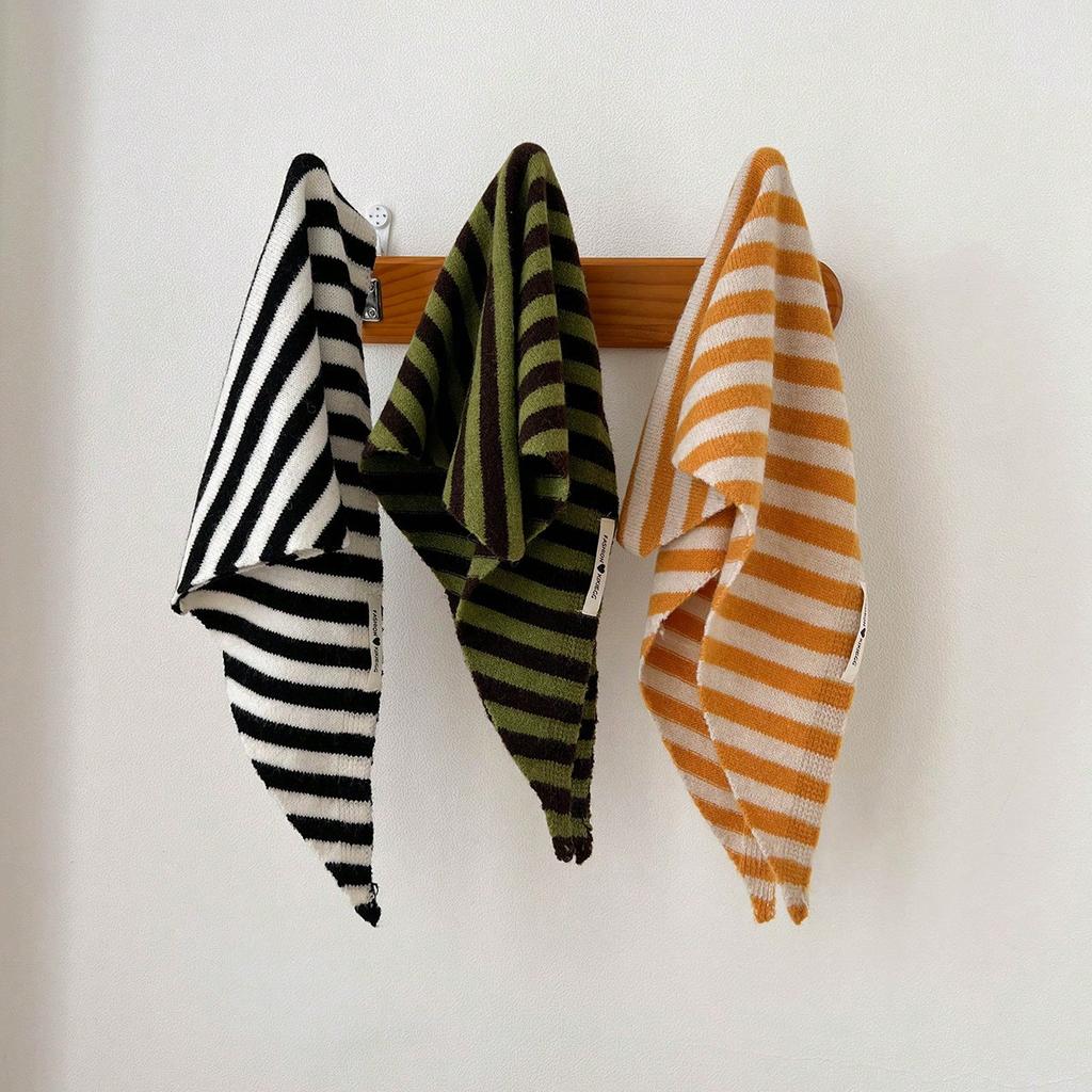 Triangle Scarf Striped Shawl Headscarf Knitted Women's Korean Multi-functional Small Scarf