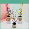 Artificial Chimonanthus Praecox Potted Plant With Fabric Pot For Decor Room
