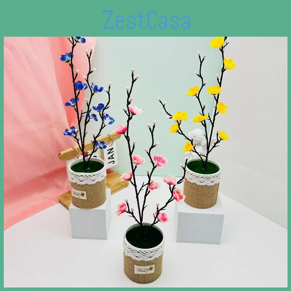 Artificial Chimonanthus Praecox Potted Plant With Fabric Pot For Decor Room